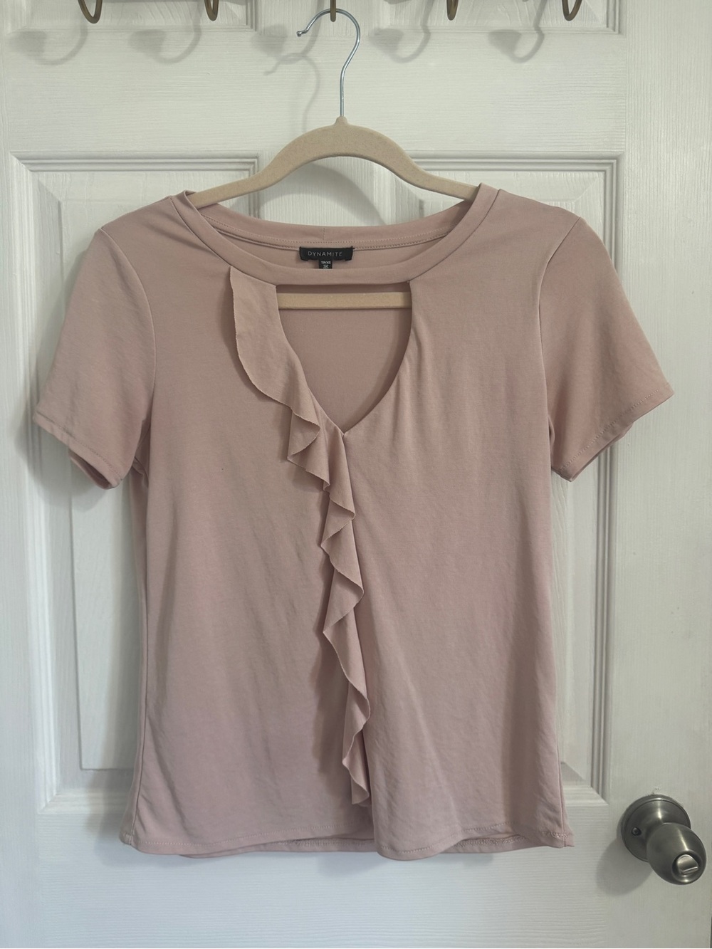 Dynamite Blush Ruffle Top